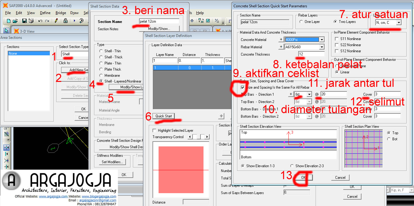 cara membuat pelat di SAP2000