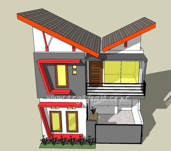 Desain Eksterior Rumah Kecil 2 Lantai pada Lahan 40 m2 Desain Eksterior Rumah Kecil 2 Lantai pada Lahan 40 m2