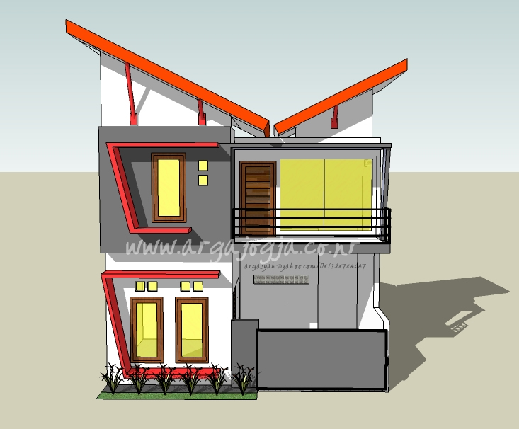 Desain Eksterior Rumah Kecil 2 Lantai pada Lahan 40 m2 Desain Eksterior Rumah Kecil 2 Lantai pada Lahan 40 m2