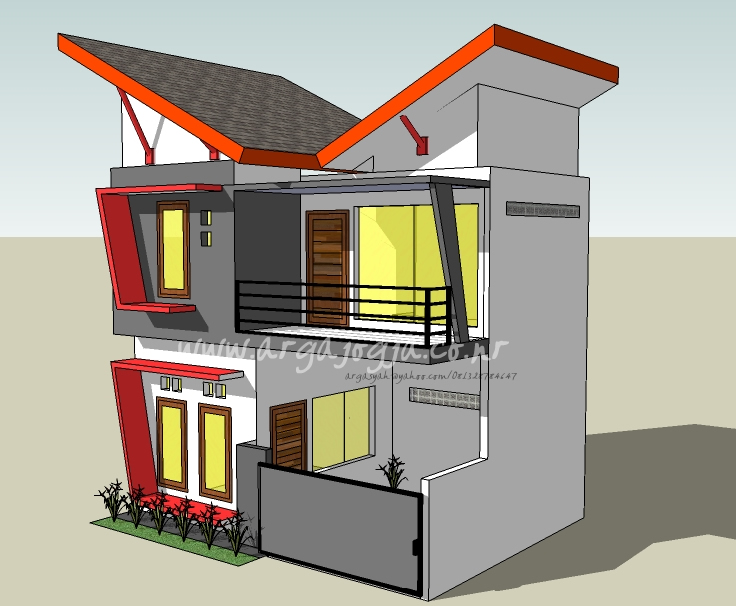 Desain Eksterior Rumah Kecil 2 Lantai pada Lahan 40 m2 Desain Eksterior Rumah Kecil 2 Lantai pada Lahan 40 m2