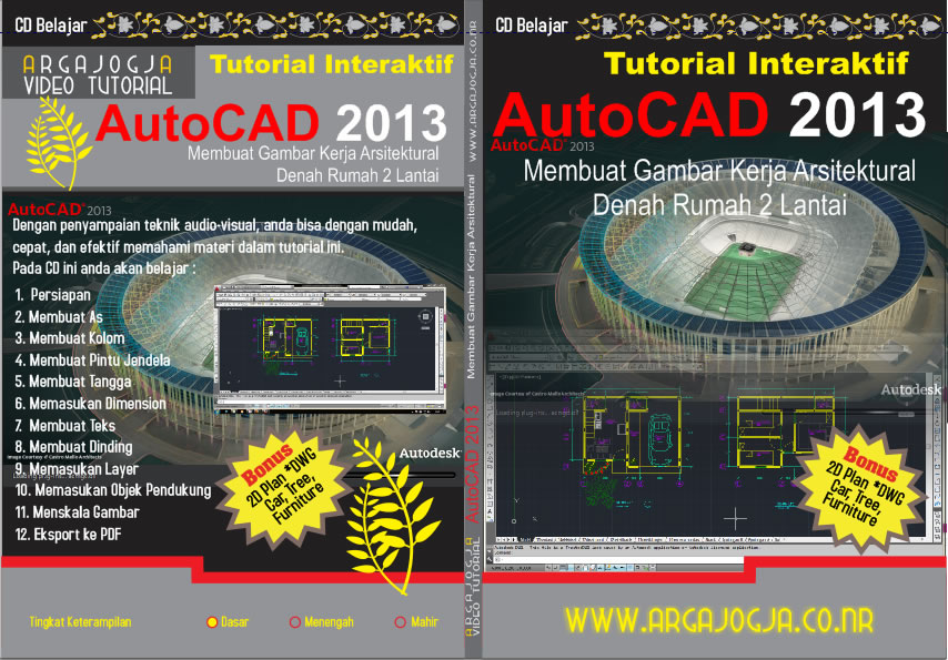 Video Tutorial AutoCAD 2013 Membuat Gambar Kerja Arsitektural Denah Rumah Mungil 2 Lantai Available Now!!