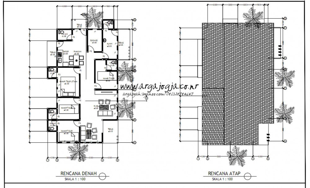 Gambar Kerja AutoCAD Denah Dan Rencana Atap – Argajogja's Blog