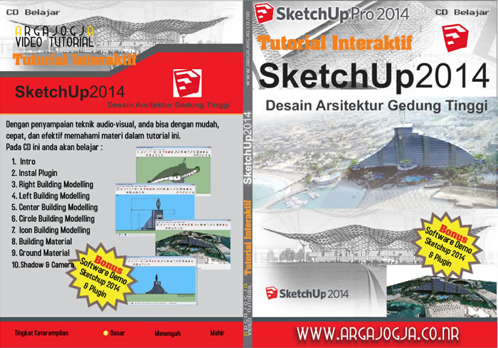 Cover CD Video Tutorial Sketchup 2014 Desain Arsitektur gedung Tinggi