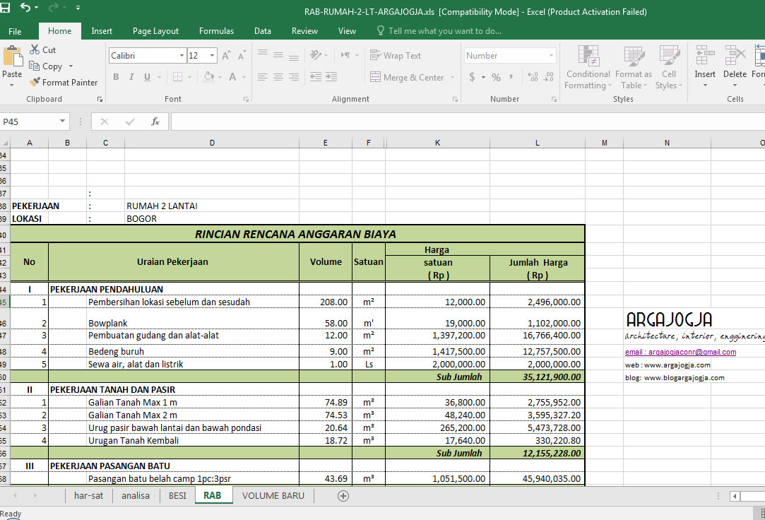 Perhitungan Struktur Bangunan 2 Lantai Excel Eminence 6504