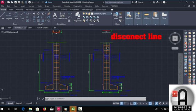 
simbol disconect line pada pondasi