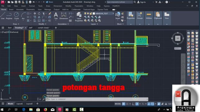 Membuat Tangga dan Potongannya