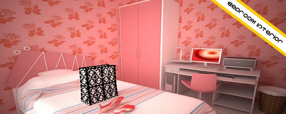 Desain Interior Kamar Tidur Kecil Warna Pink