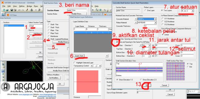 cara membuat pelat di SAP2000