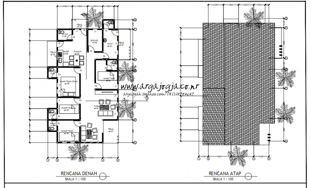 Gambar Kerja AutoCAD Denah dan Rencana Atap