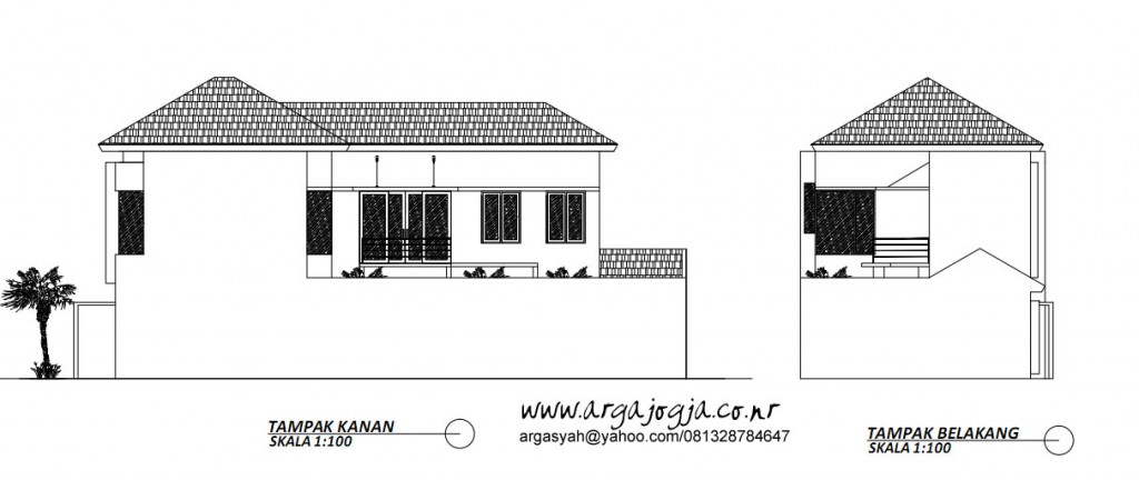 Gambar Kerja Tampak Belakang dan Samping kavling Pojok