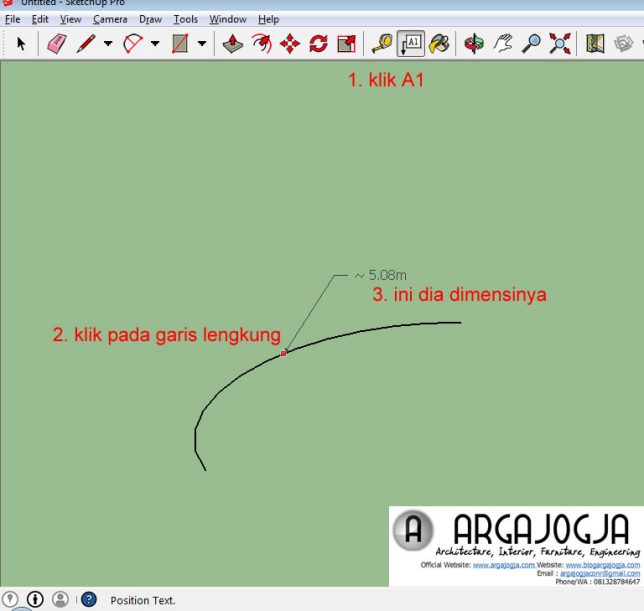 Cara Memberikan Dimensi Garis Lengkung