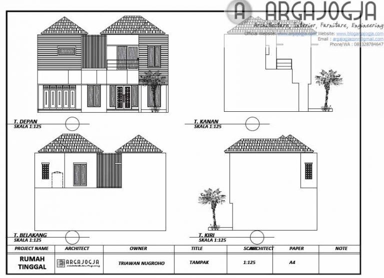 Download Gambar Kerja Toko  Rumah Minimalis 2 Lantai Jasa 