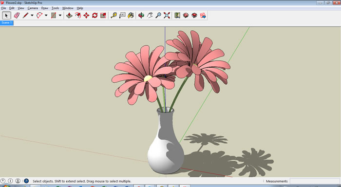 Download Model Sketchup Vase dan Bunga