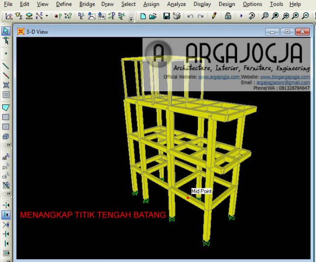 penggunaaan snap2. End and midpoint sap2000