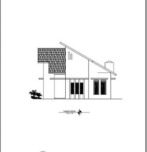 Download Gambar Kerja Desain Rumah dengan Atap Miring-Miring Satu Sisi
