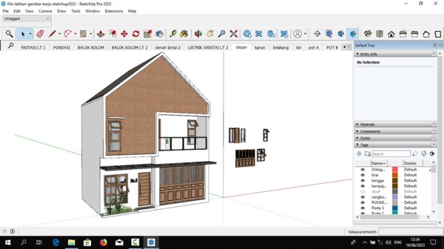 bonus file sketchup2023 membuat gambar kerja rumah 2 lantai