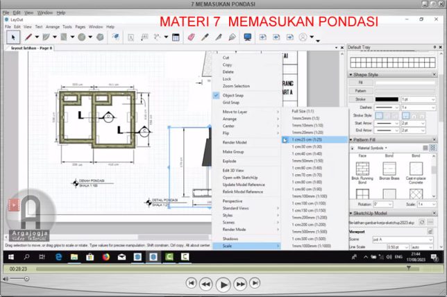 memasukan gambar pondasi serta membuat gambar detailnya