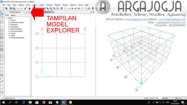 tampilan model explorer sap2000 v 25