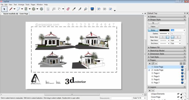 tampilan interface layout sketchup