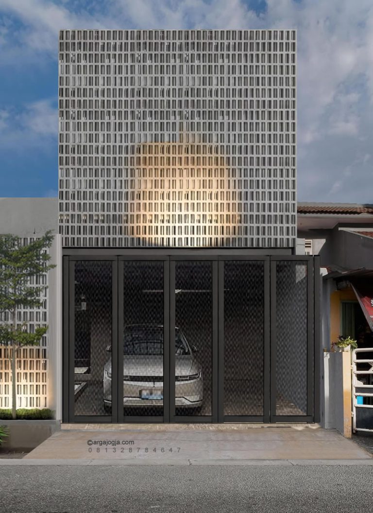 Desain Fasad Roster Rumah Industrial Modern Minimalis dengan Pagar ...