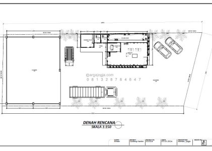 Desain Gambar Layout Gudang dan Kantor pada Lahan Ukuran 16×40 meter